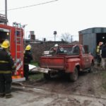 Principio de incendio en un galpón