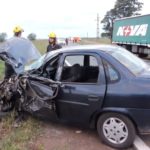 Accidente auto y camión en Ruta 13